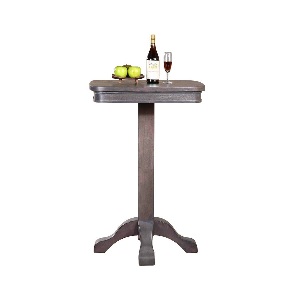 Sarsetta Pub table with rounded top and some stuff on top