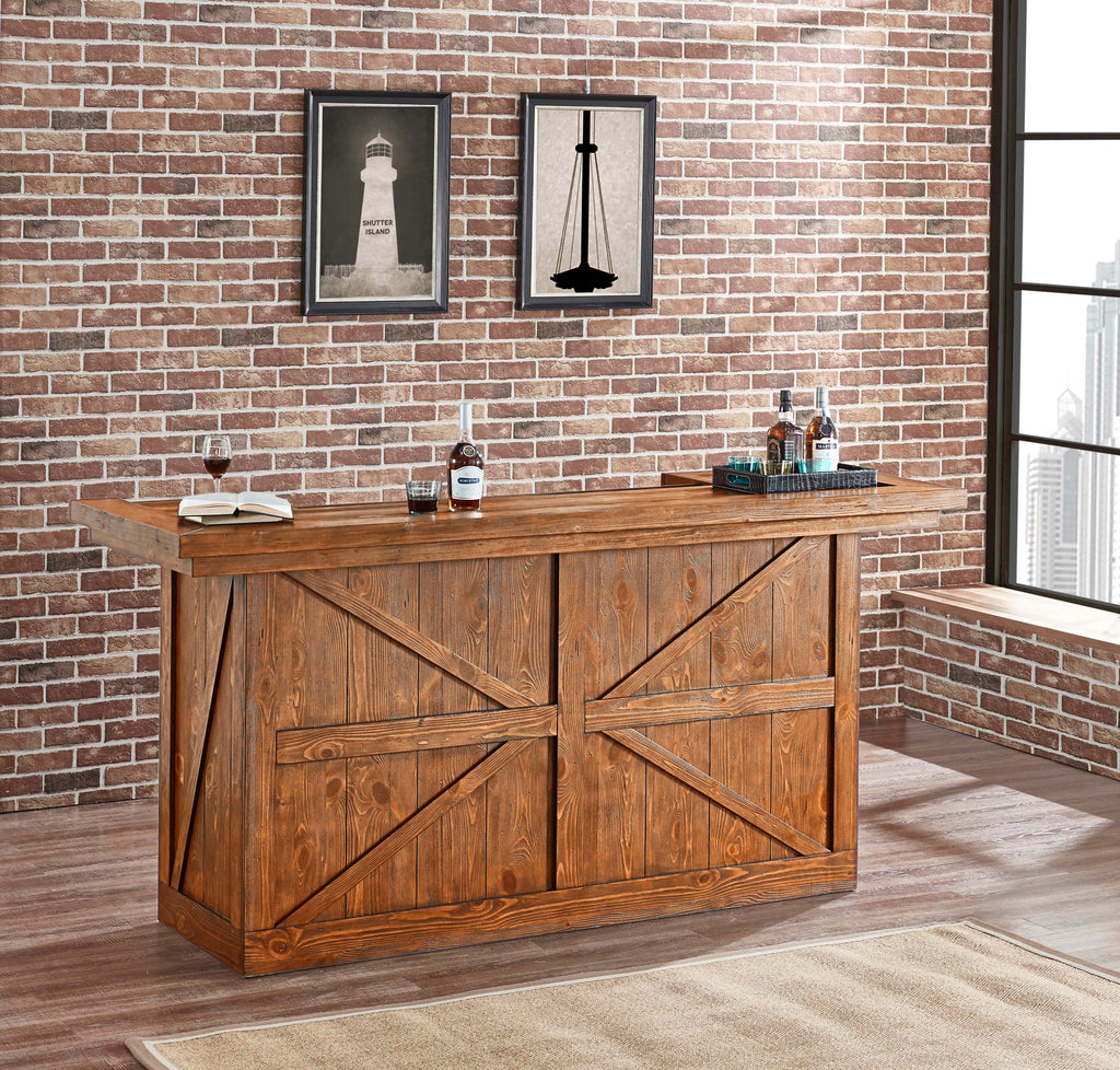 bar in room with brick wall in harvest finish