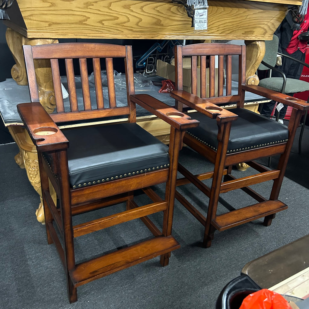 2 Spectator chairs in chestnut finish