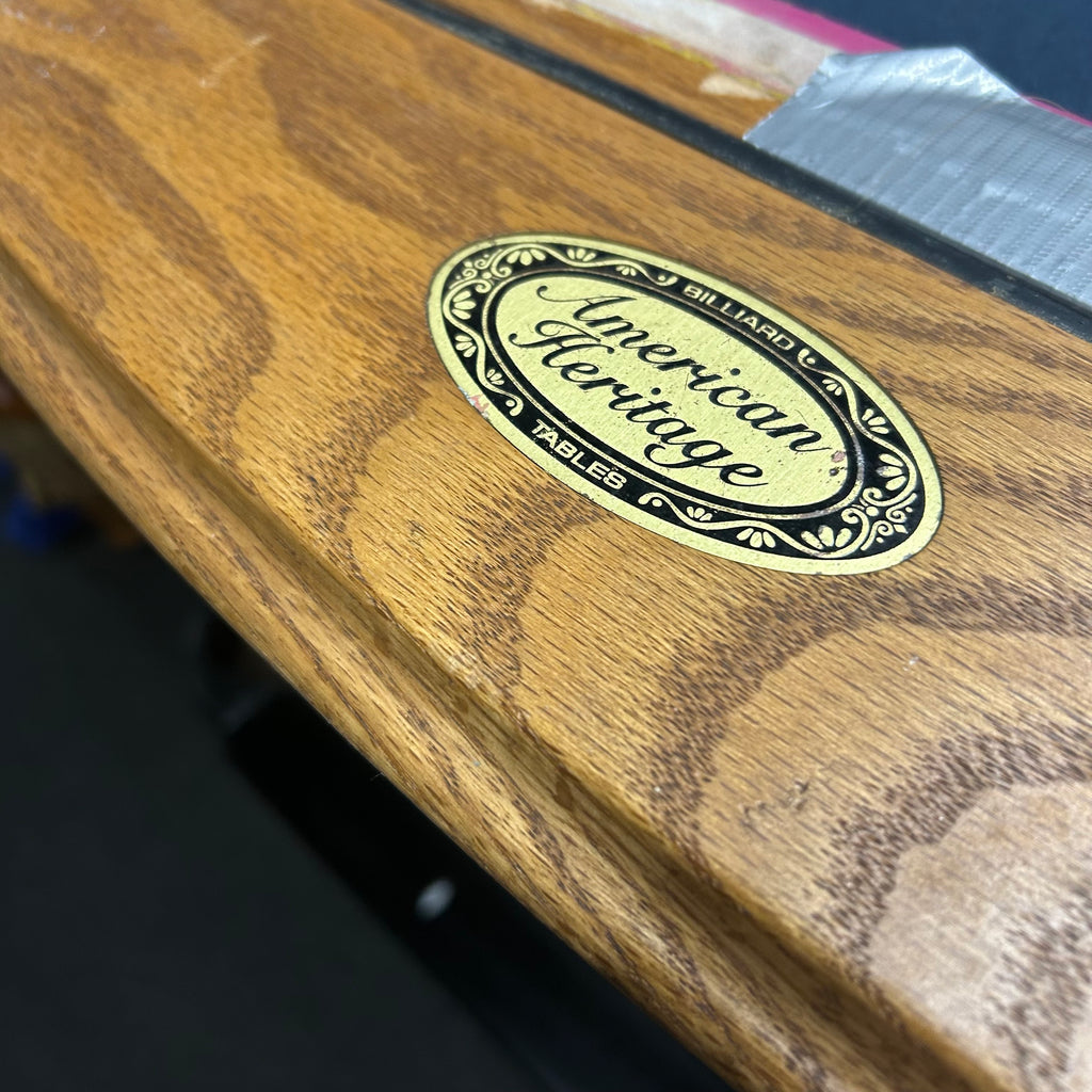 American heritage label on oak end rail 