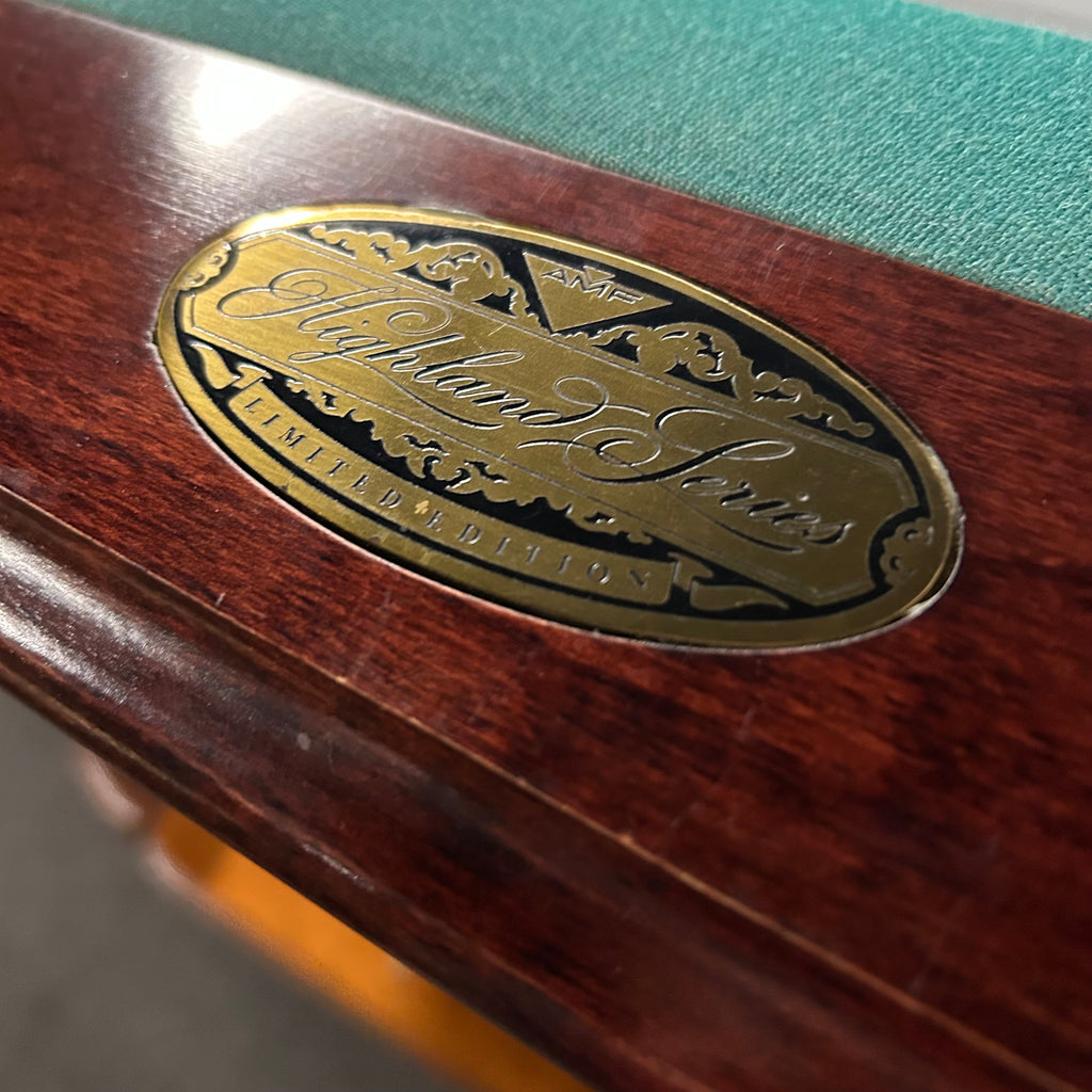Highland Series plaque on mahogany rail and green cloth