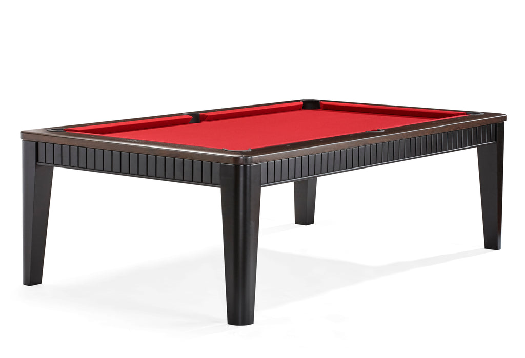 Henderson two toned black and dark walnut rail table with red felt