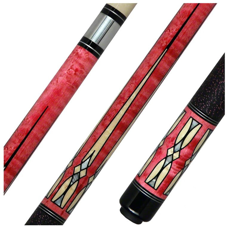 Pink cue with maple inlay and wrap stainless steel joint