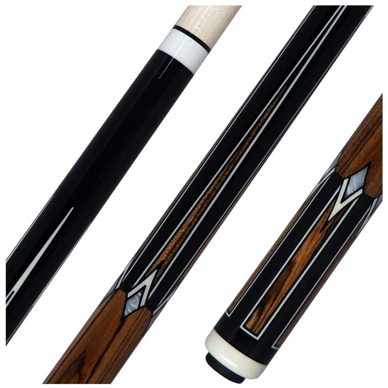 Bocote handle and ebony stained forearm with ivory colored and pearl inlay
