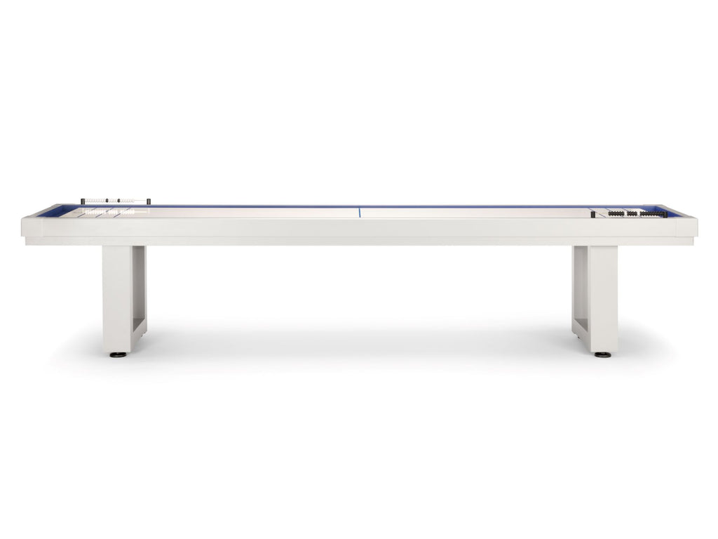 White outdoor shuffleboard from side in white background