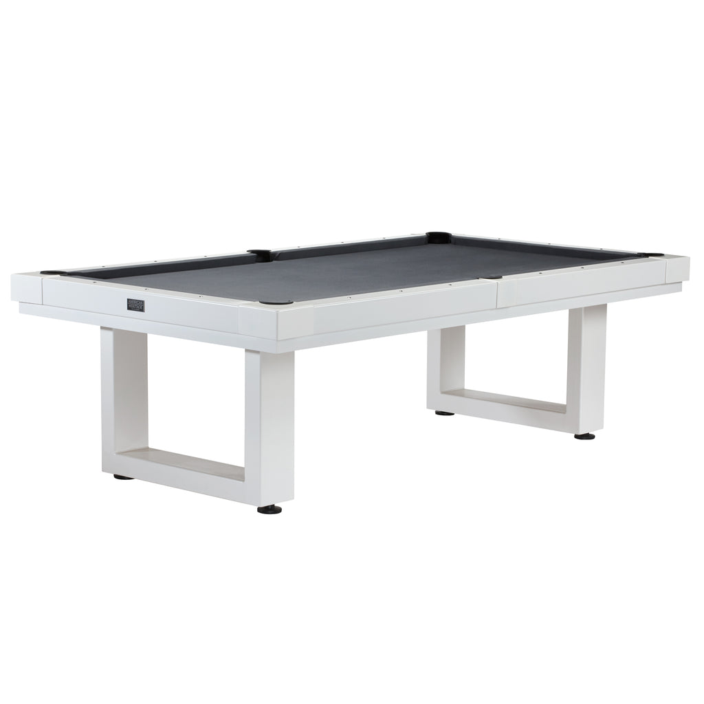 Lanai pool table in white finish with grey cloth