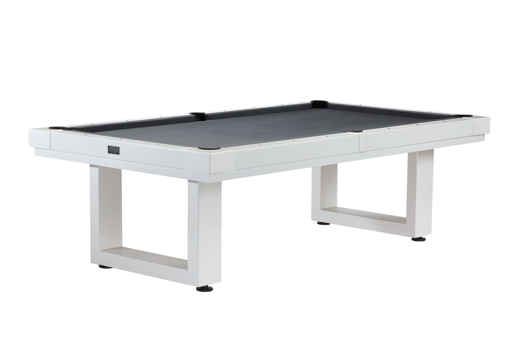 Lanai pool table in white finish with grey cloth