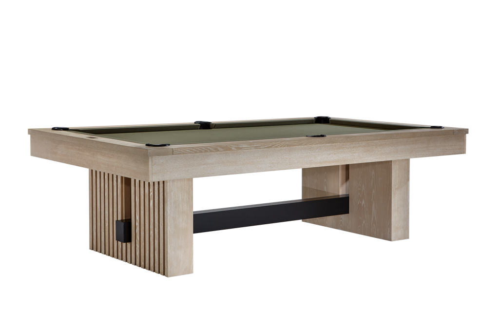 Vancouver pool table in natural ash finish with olive green felt