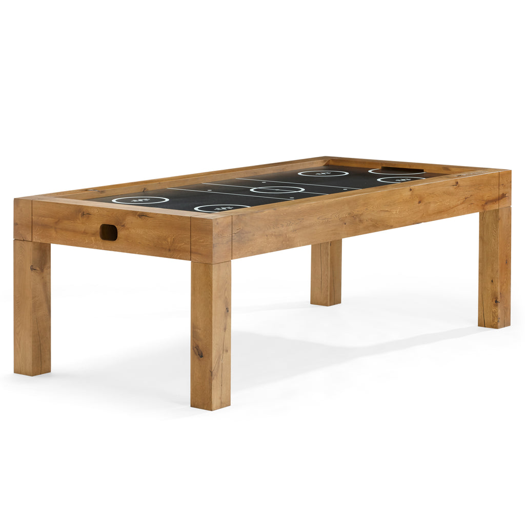 Distressed dry oak air hockey table with 4 legs
