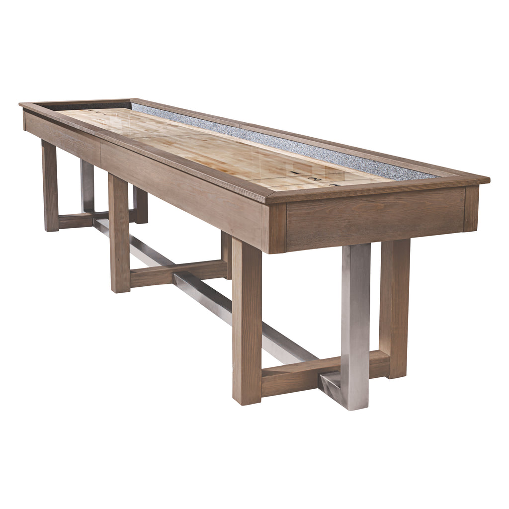 Aged Grey Abbey Shuffleboard table from side view