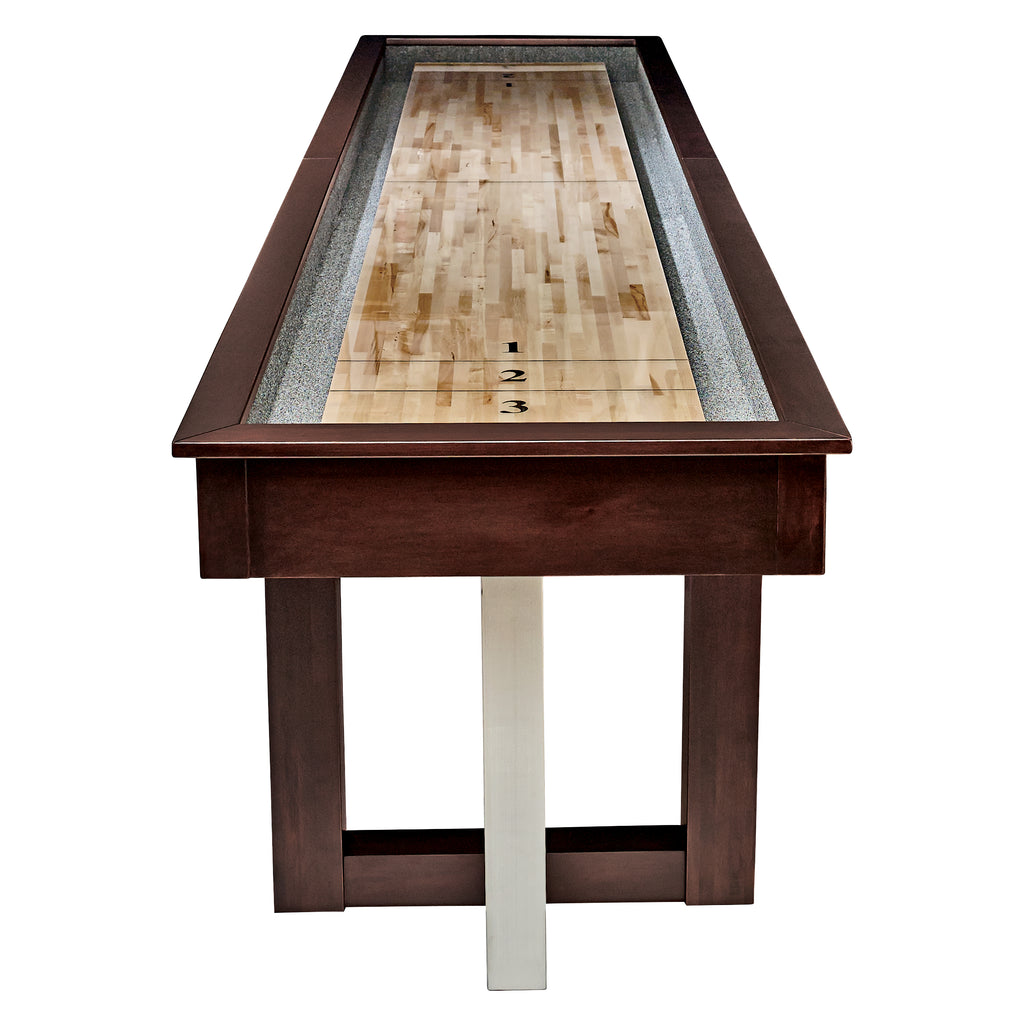 Espresso Abbey Shuffleboard table from end view
