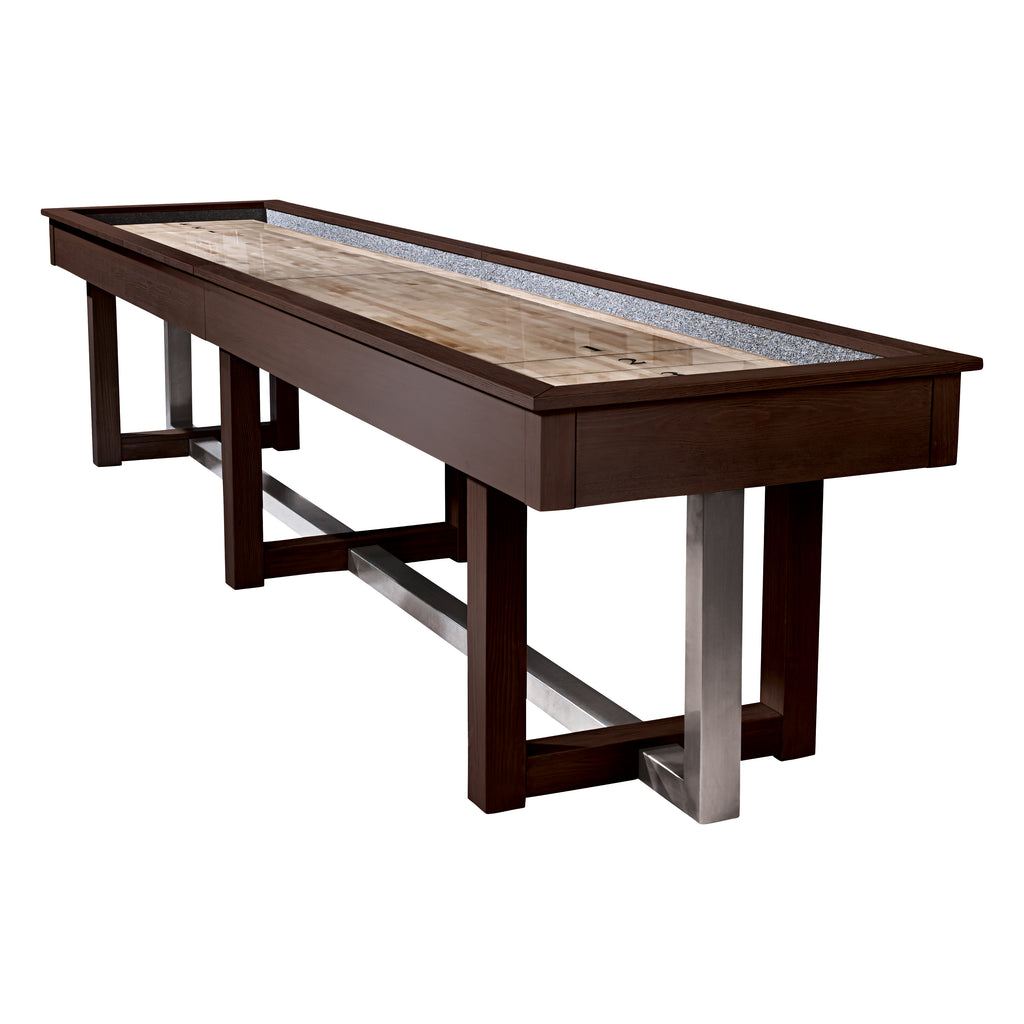Espresso Abbey Shuffleboard table angled view