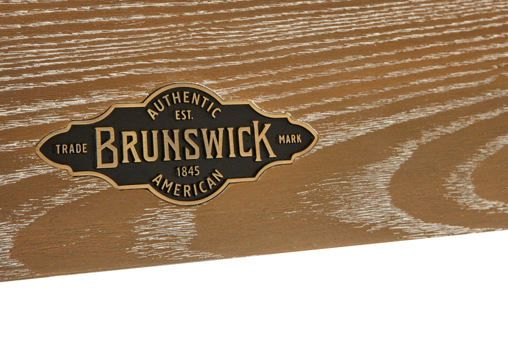 Closeup of brunswick logo on rack 