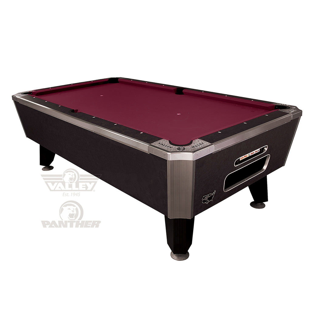 Valley Dynamo commercial style table with burgandy felt and charcoal finish