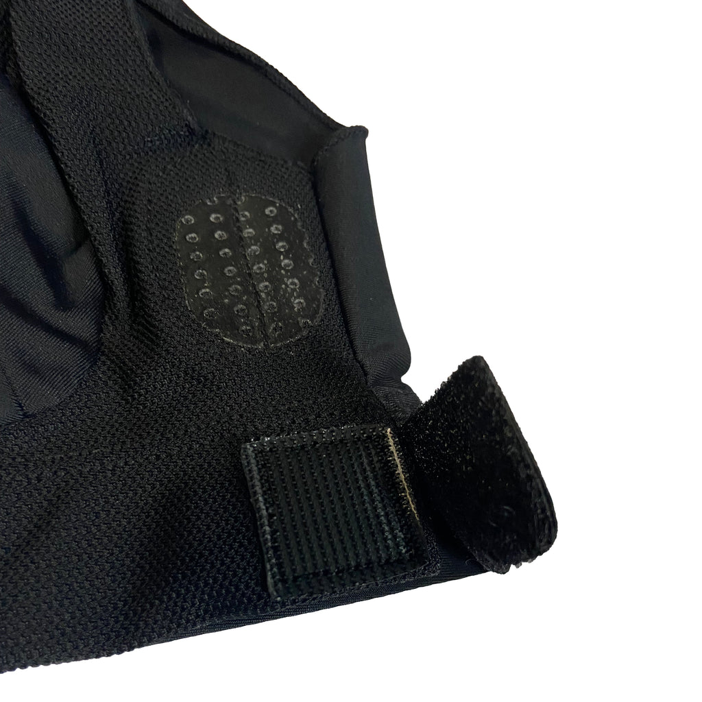 Left handed black pool glove with velcro strap opened
