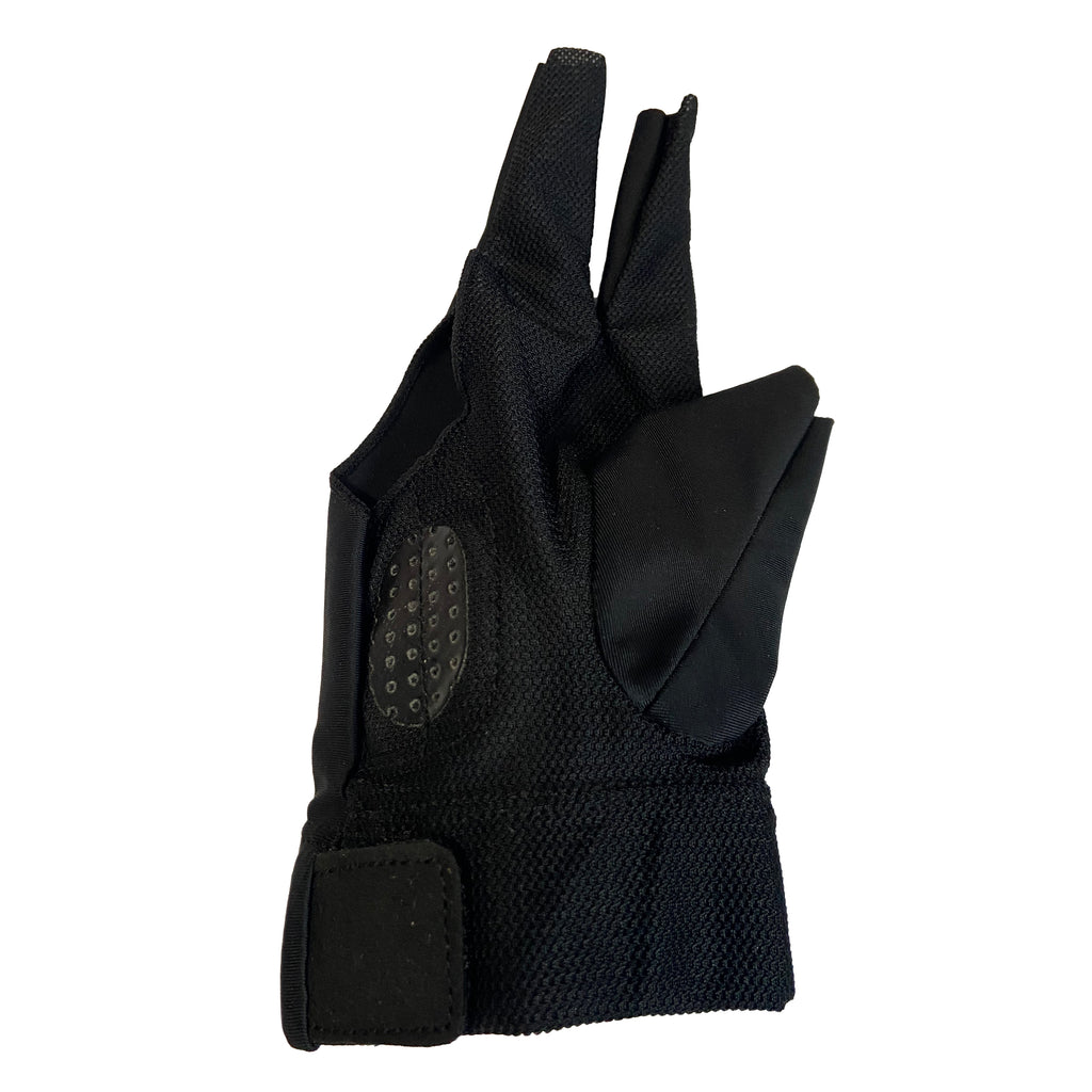 Black Alex Austin Pool Glove for Right hand backside with gel pad and velcro closure