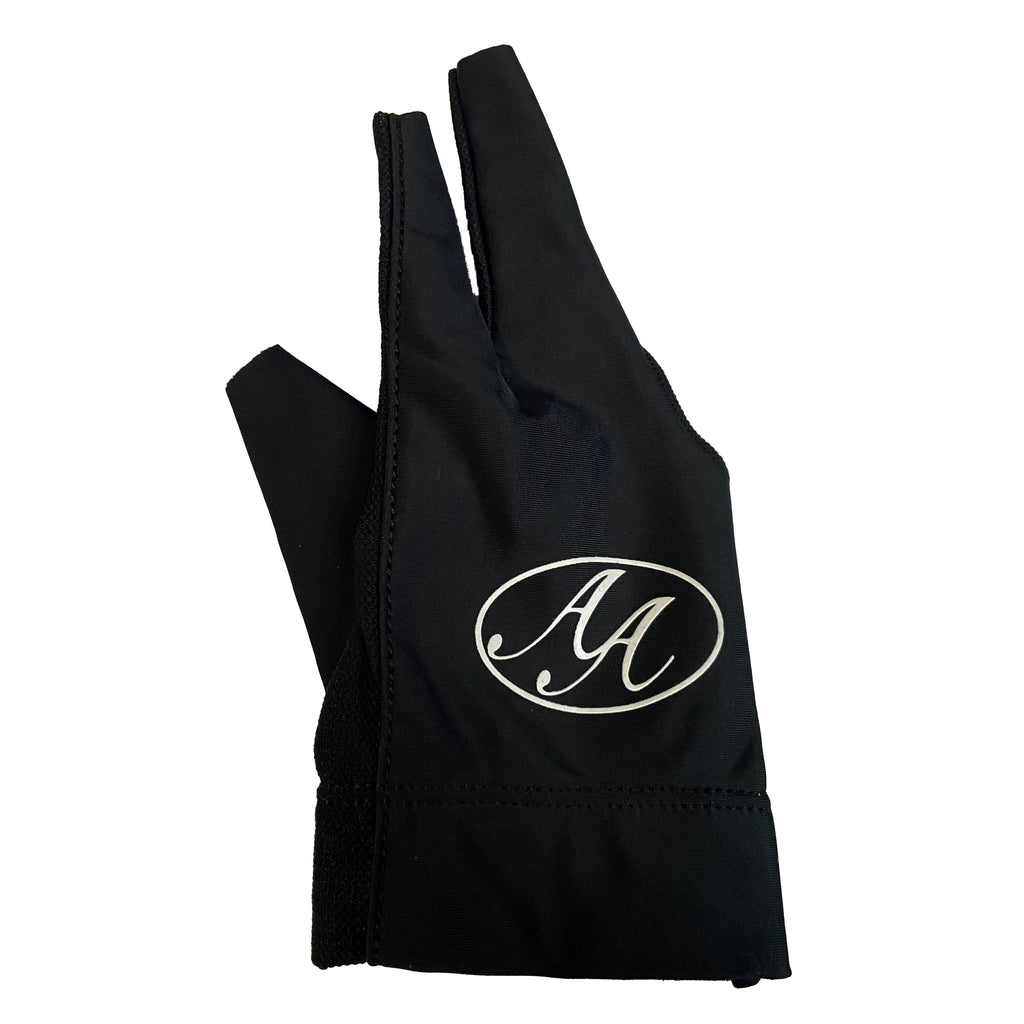 Black Alex Austin Pool Glove for Right hand with logo on the front