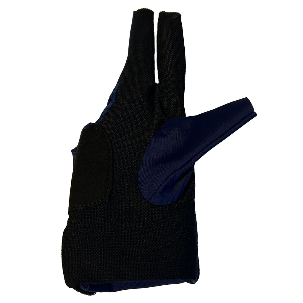 Dark Blue and black glove three fingered billiards back side closed