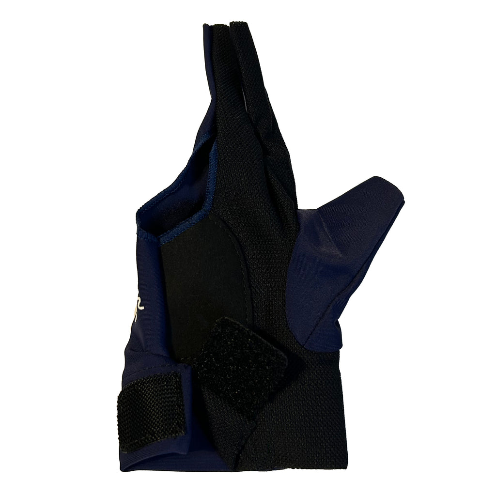 Dark Blue and black glove three fingered billiards back side opened