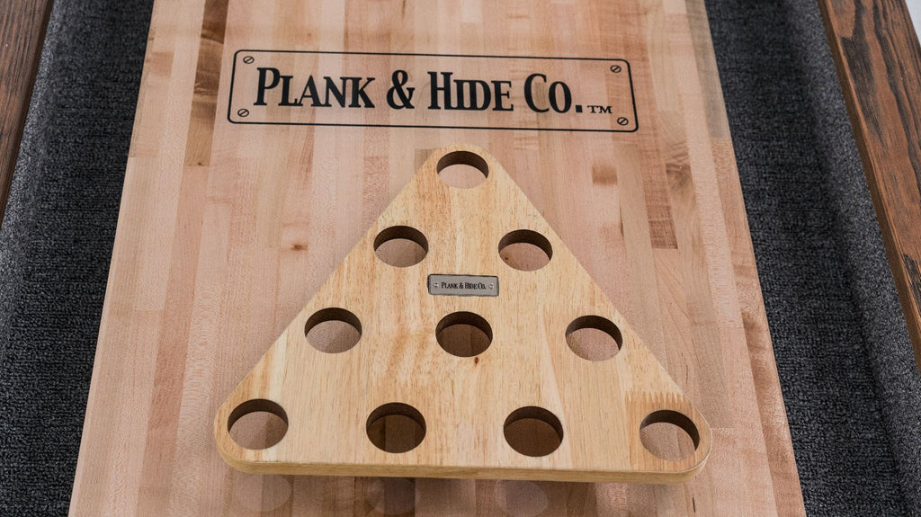 rack for plank and hide on table