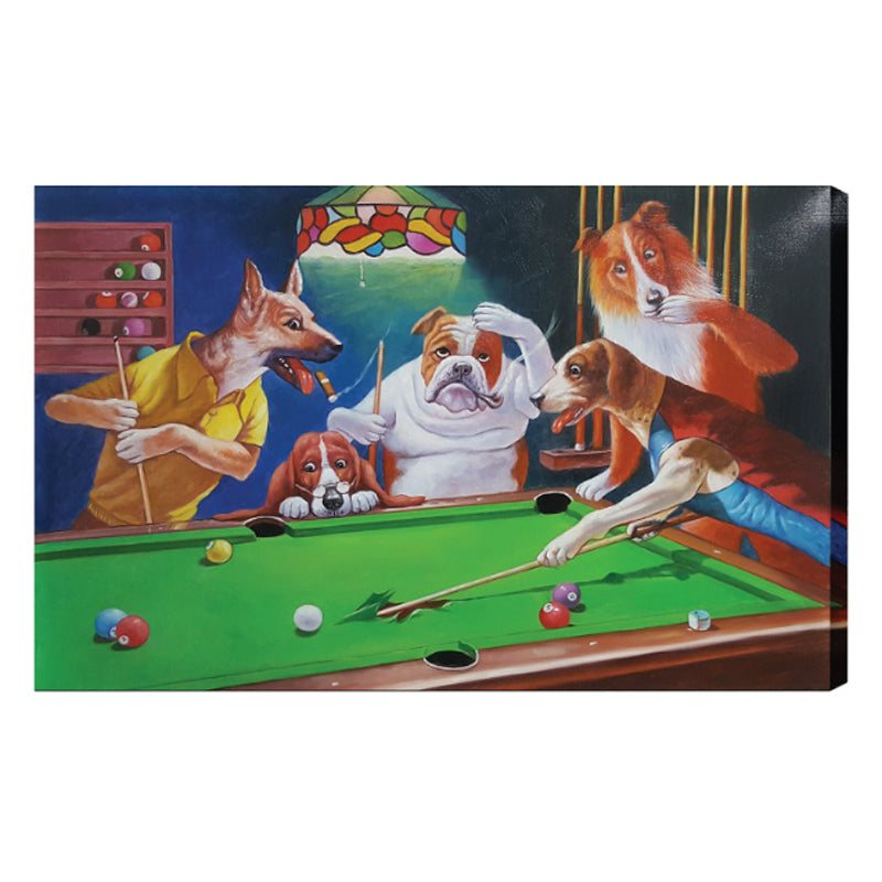 Dogs Playing Pool in Canvas Print