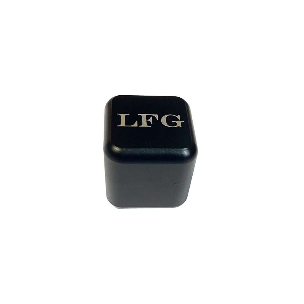 Aluminum chalk holder with LFG on lid 