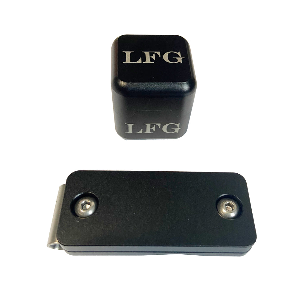 Pocket chalker with LFG engraved on side and top with black clip