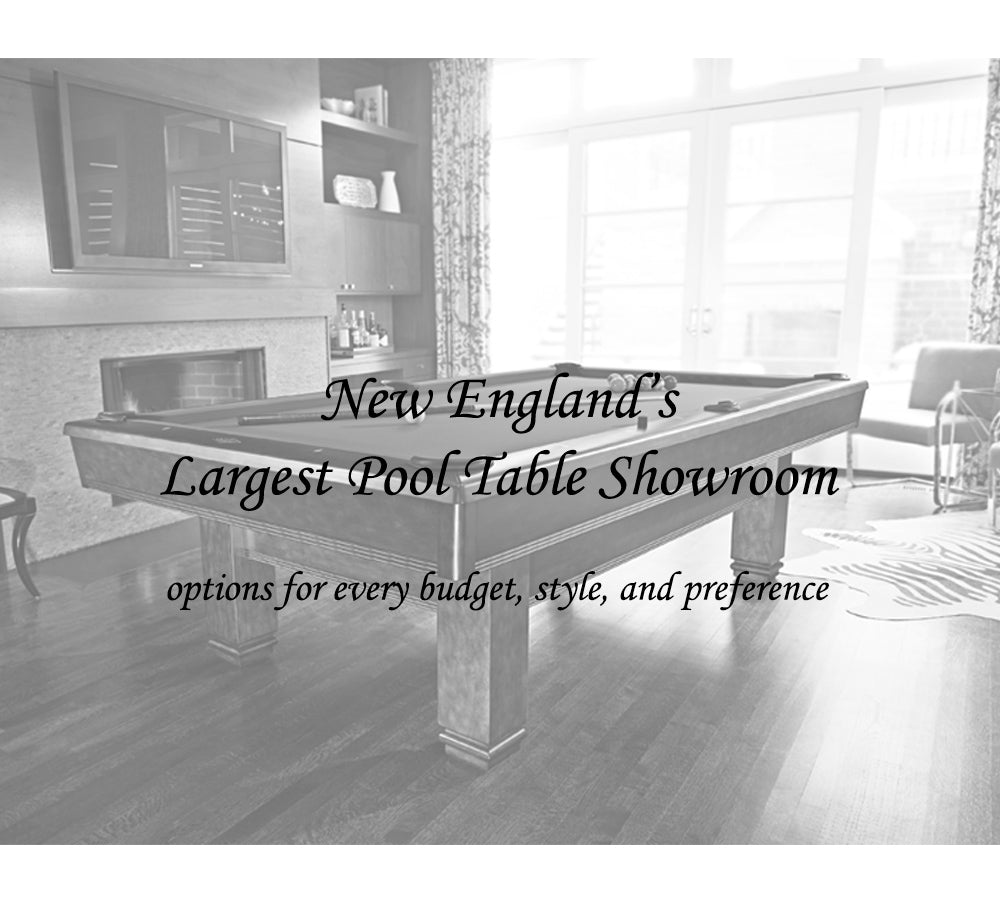 New England's largest pool table showroom with options for every budget, style, and preference