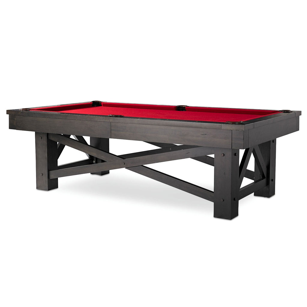 Mccormick pool table brown distressed finish with lattice crossed side pieces
