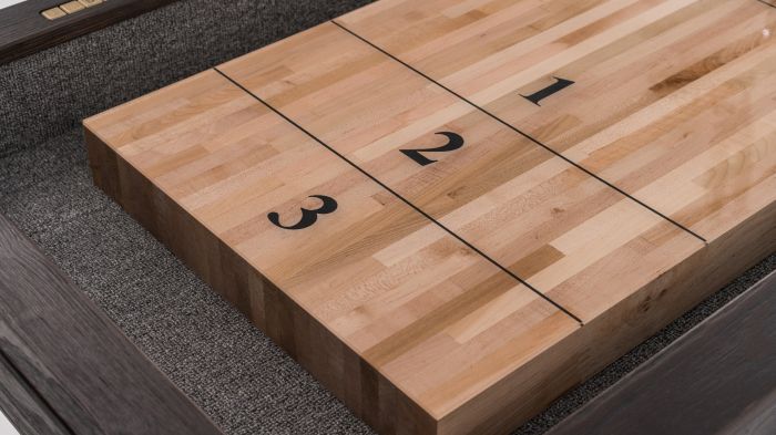 Playfield close up of shuffleboard maple