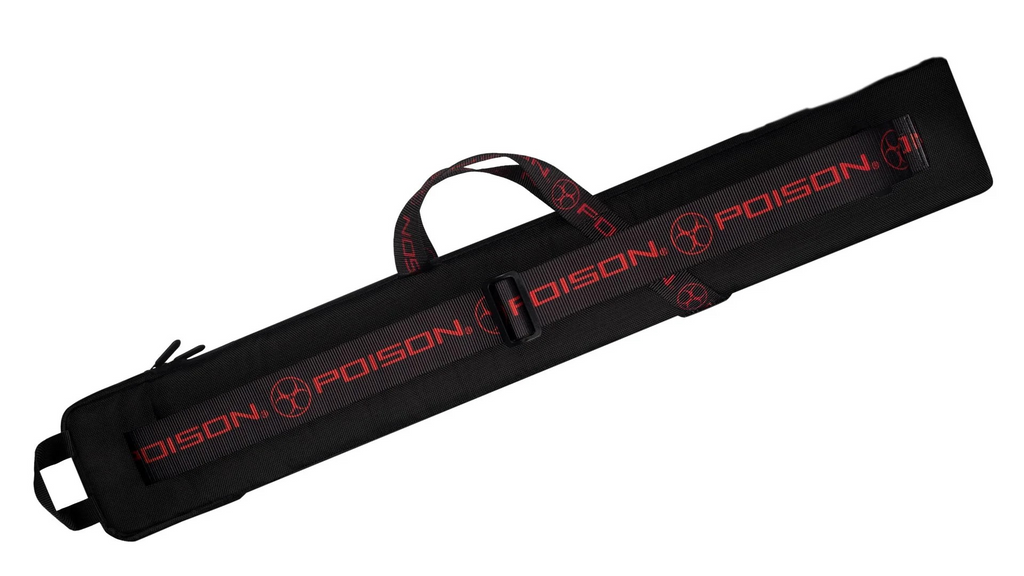 Back view of pool cue case showing poison strap down the back