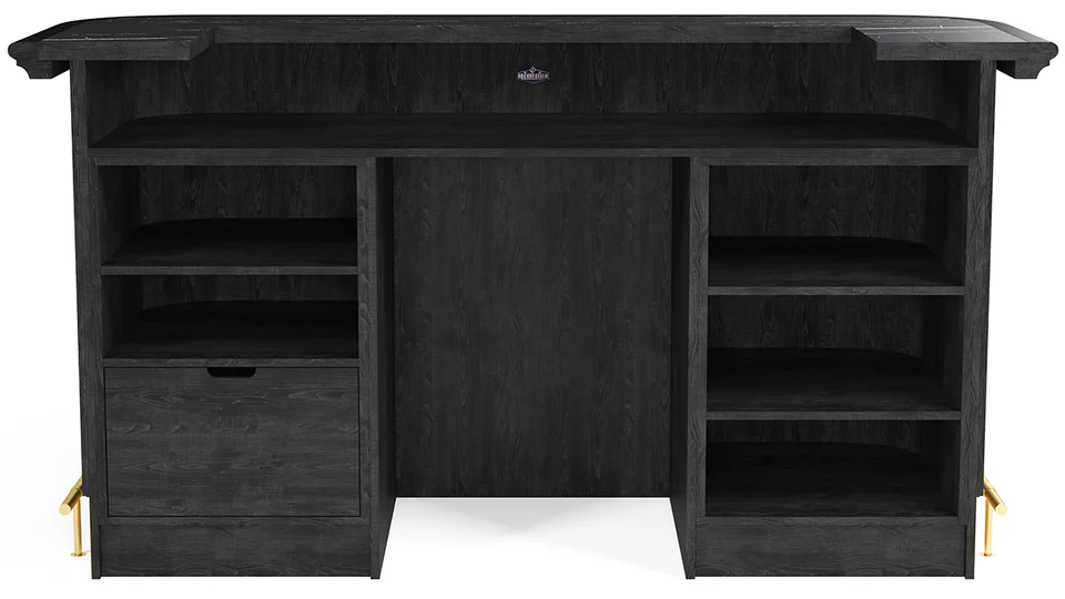 Back view of prohibition 84 inch with shelves and drawers