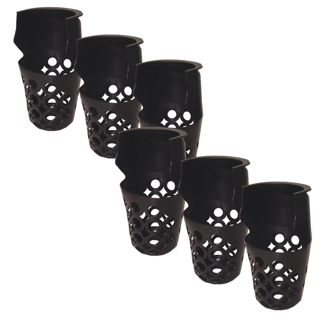 6 black plastic pool table bucket pockets