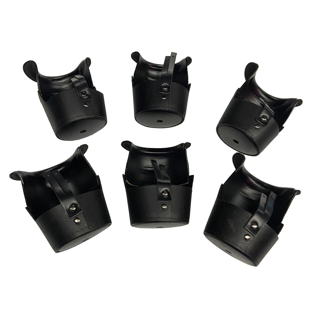 Set of 6 Leather bucket pockets from the front with the straps to attach hanging upwards