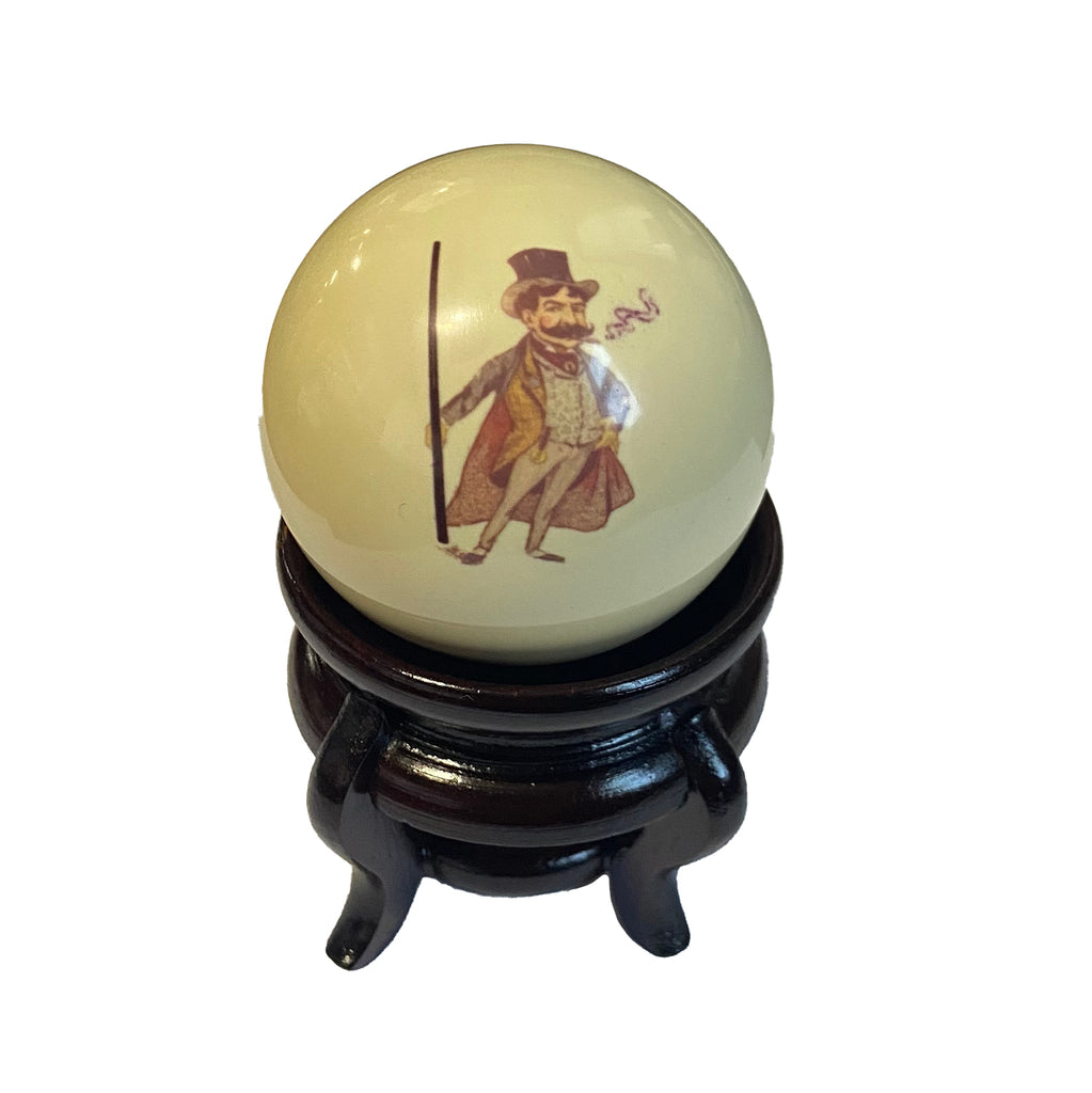 Cue Ball Wood Stand with Cue ball on top