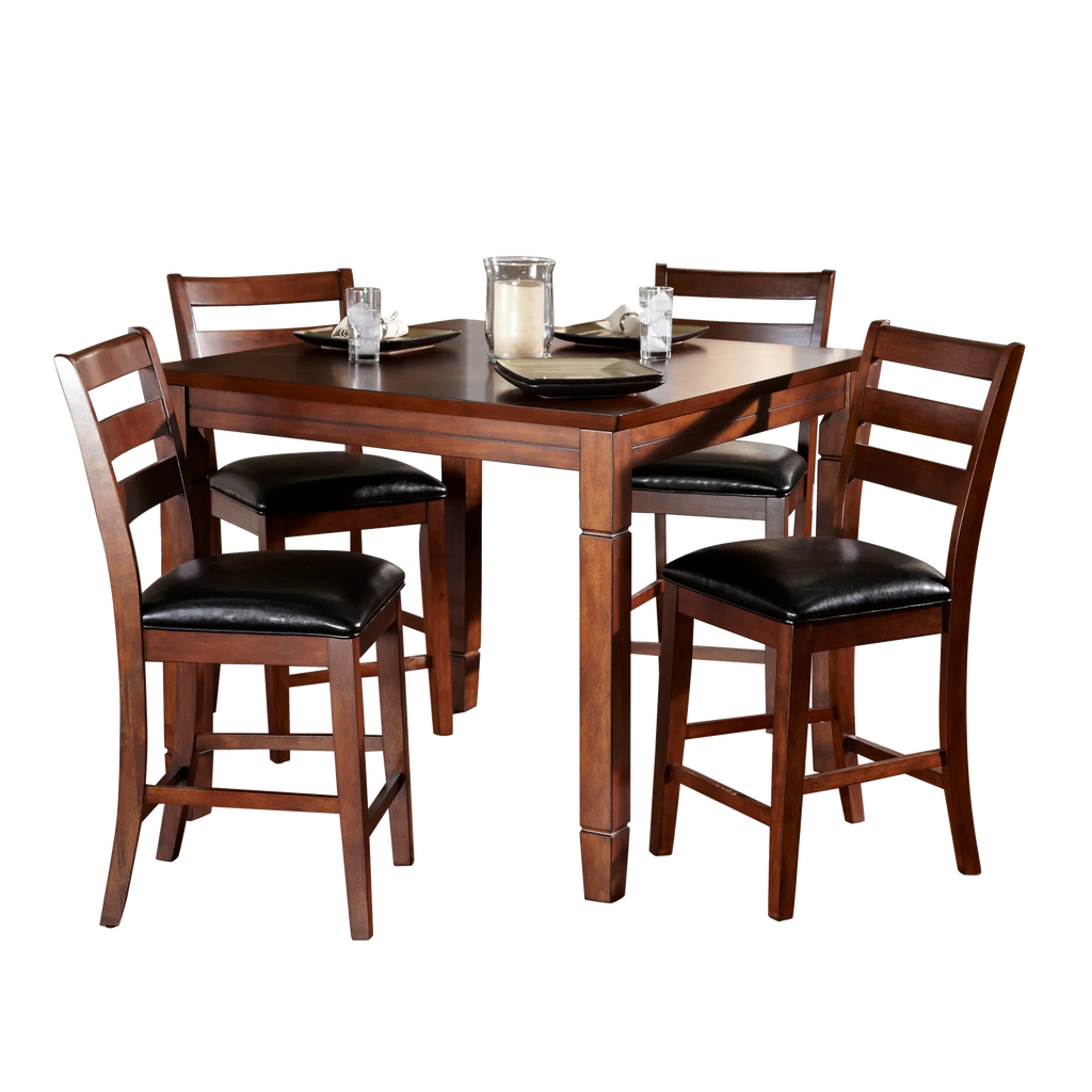 Square dining table side with cards and glasses and 4 chairs