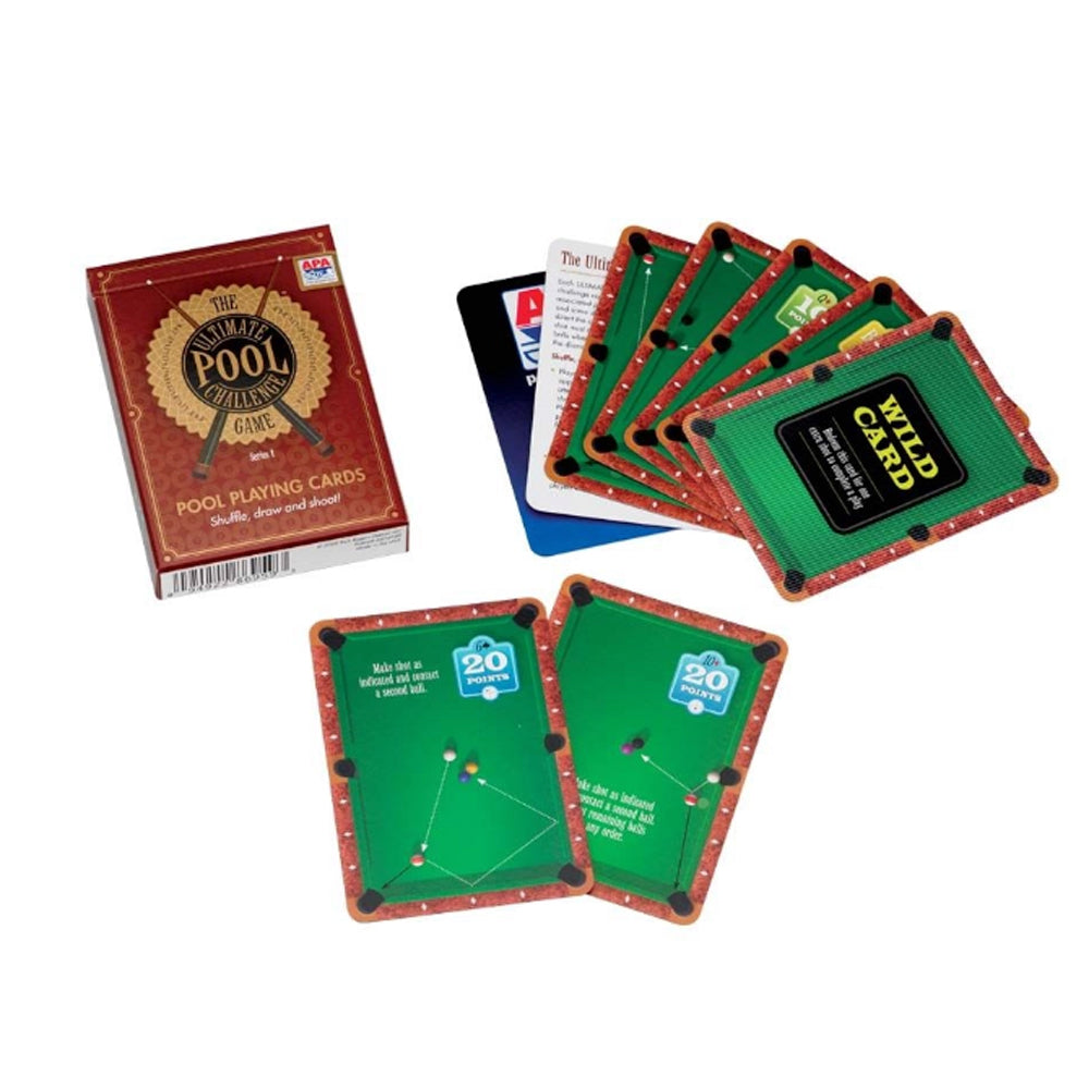 Ultimate Pool Card Game with cards out and shows pool table graphics