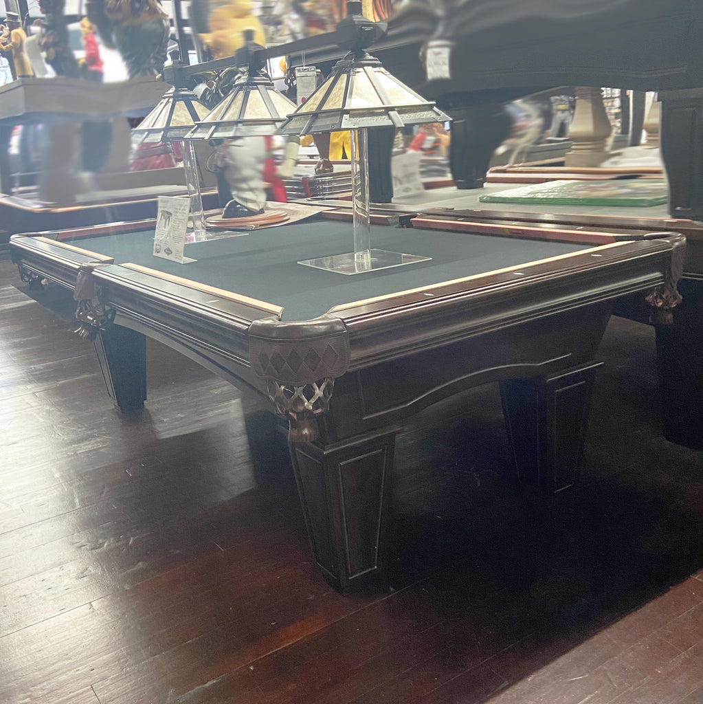 Wilson 8ft pool table with tapered leg and arched cabinet in store