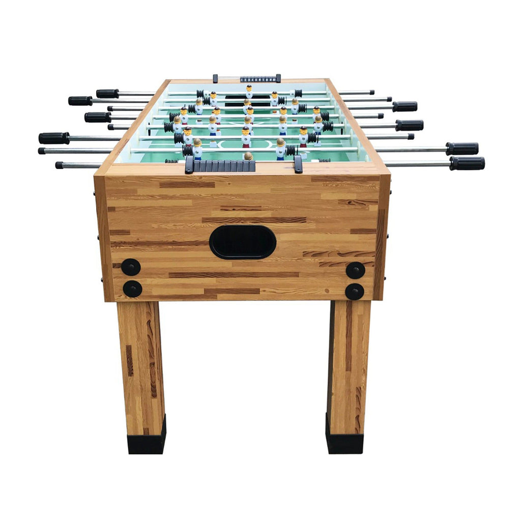 Butcher Block Foosball Table End with Handles Sticking Out