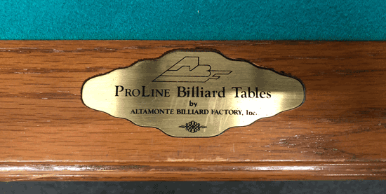8Ft Used Proline Pool Table Label Faceplate on Rail