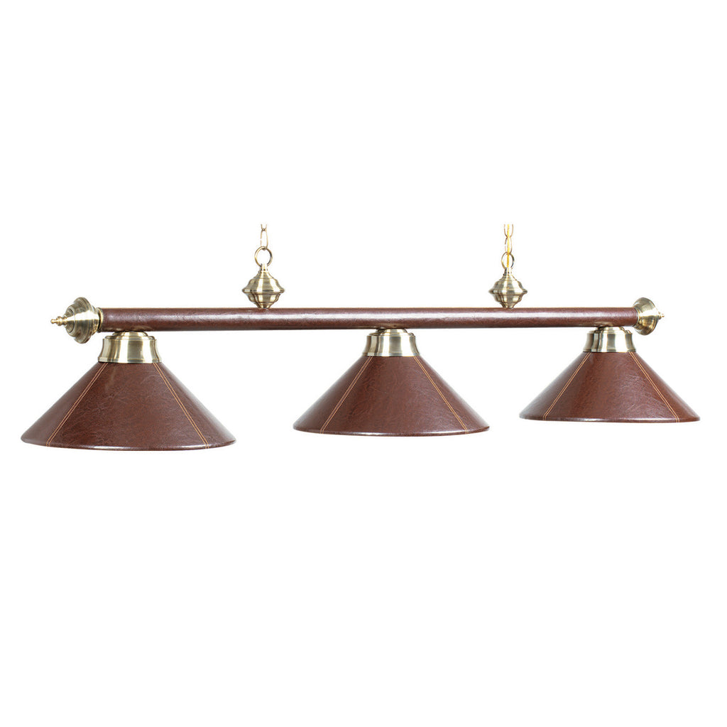 3 Shade Billiard Light with Brown Wrapped Shades & Bar
