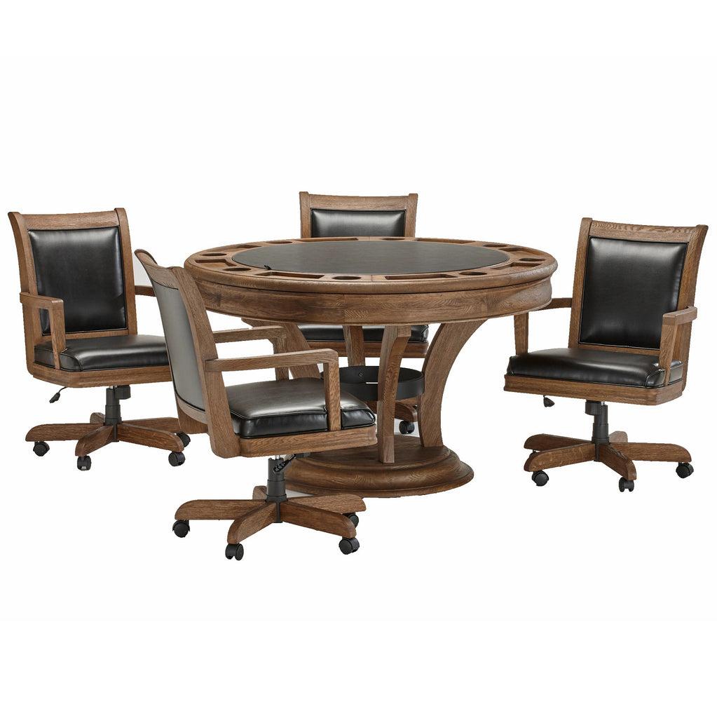 Brunswick Centennial Game Table Rustic Dark Brown with Chairs