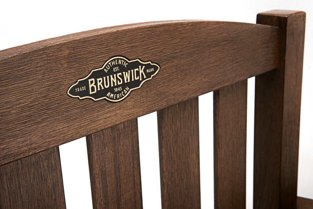 Brunswick Centennial Player's Spectator Chair Rustic Dark Brown Logo on Headrest