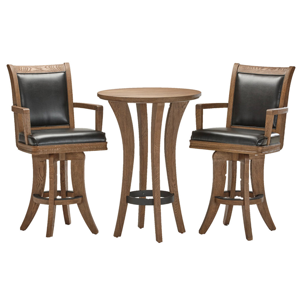 Brunswick Centennial Pub Table with 2 High Back Chairs Rustic Dark Brown