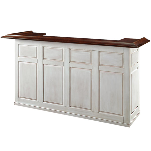 Free-Standing 84" Dry Bar Antique White Angled