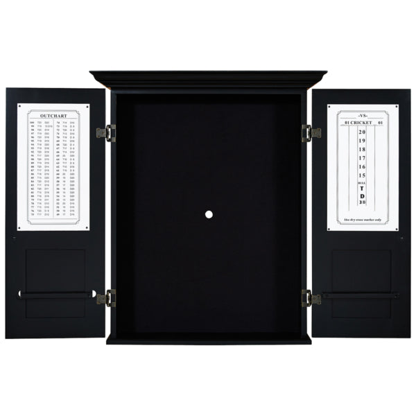Black Solid Wood Dart Board Cabinet Open