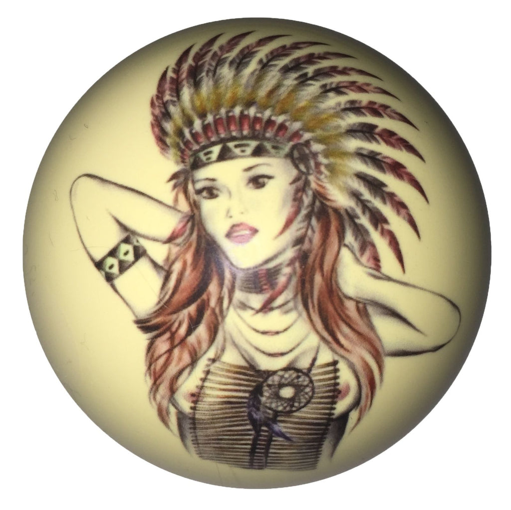 Indian Chief Pin-Up Custom Cue Ball