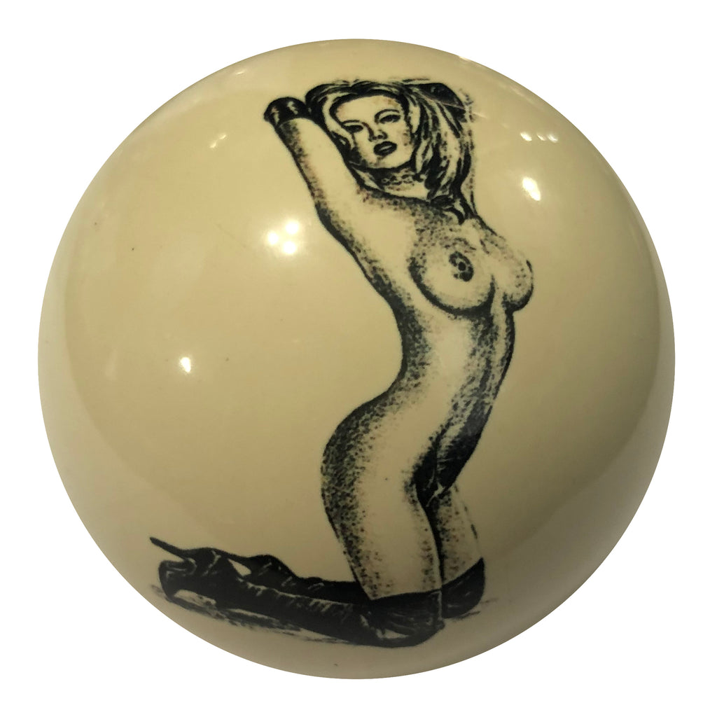 Leather Boot Girl Pin-Up Custom Cue Ball