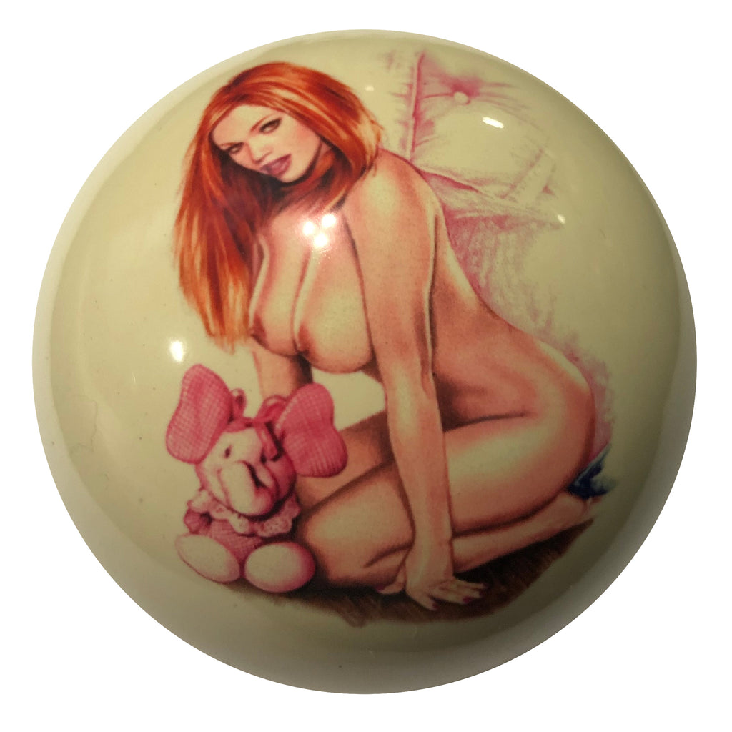 Girl Pin-Up with Stuffed Animal Custom Cue Ball