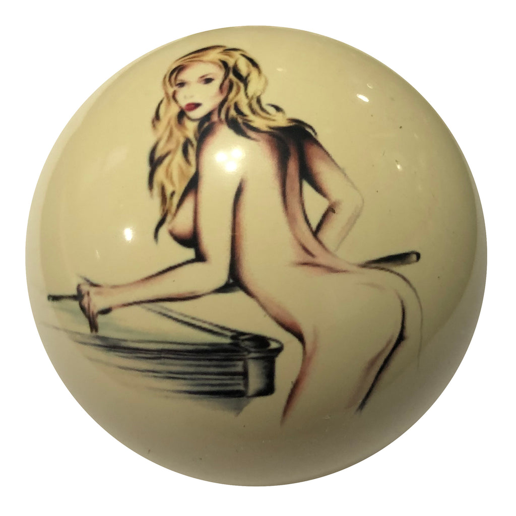 Blonde Girl Playing Pool Custom Cue Ball